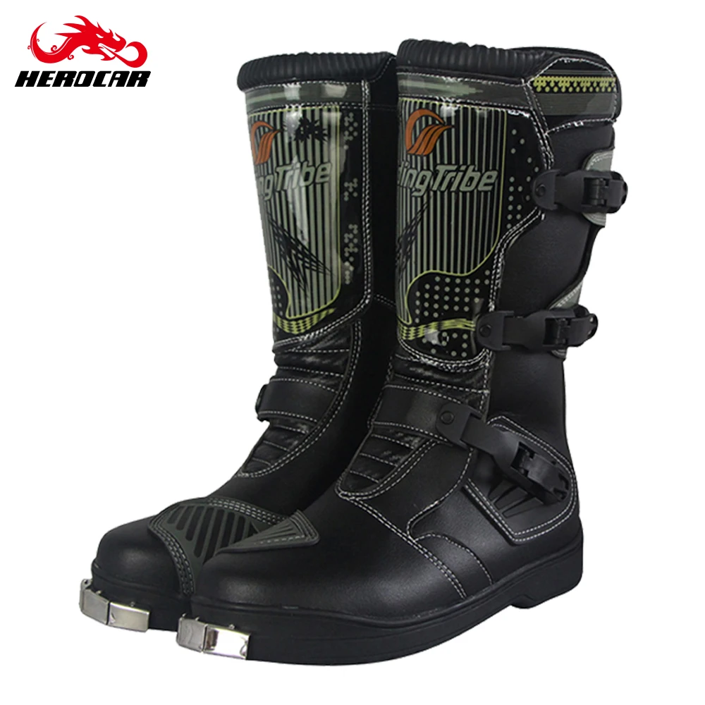 Мотоциклетные ботинки для мужчин Нескользящие прочные мотоботинки до колена