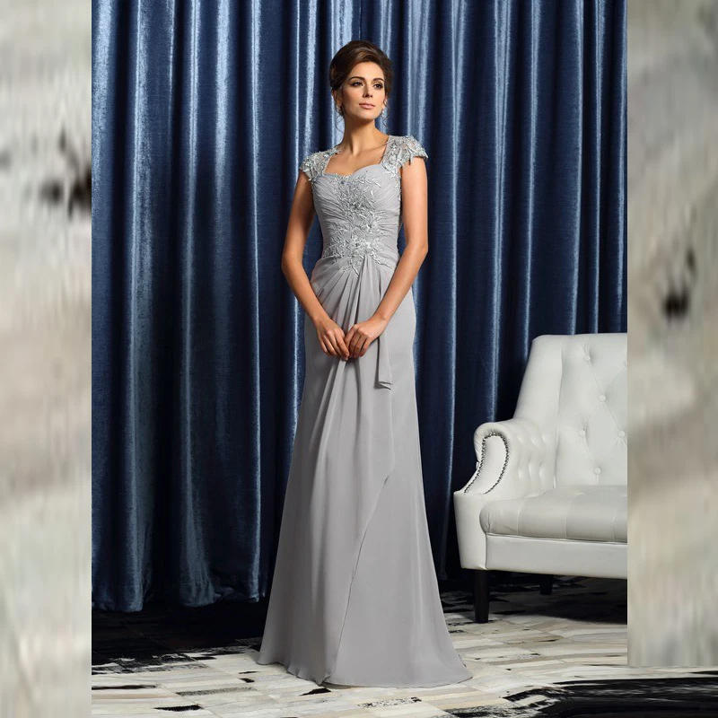 Новинка 2020 Изящные Серебристые шифоновые длинные платья для матери невесты с