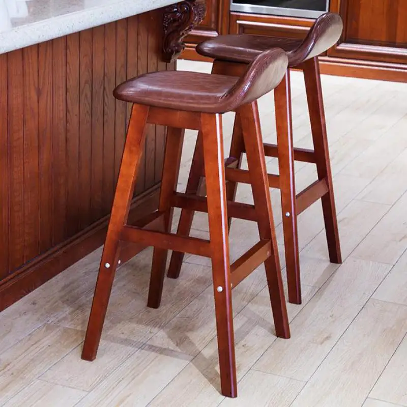 Барный стул современный простой барный спинкой высокий из массива дерева