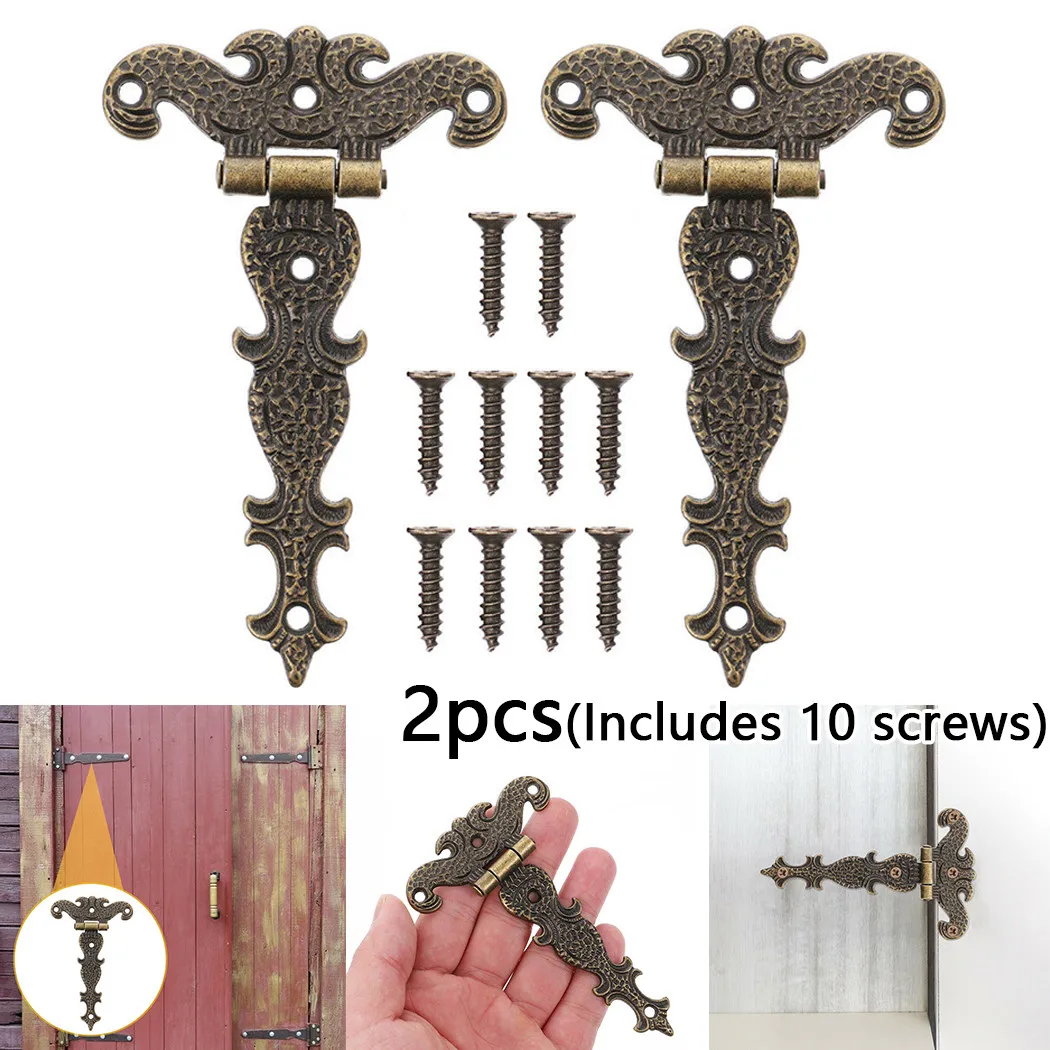 2pcs Retro Bronze Zinc Alloy Butt Hinges Antique Wooden Box Decorative Hinge Hardware Door Parts Big Deal | Обустройство дома