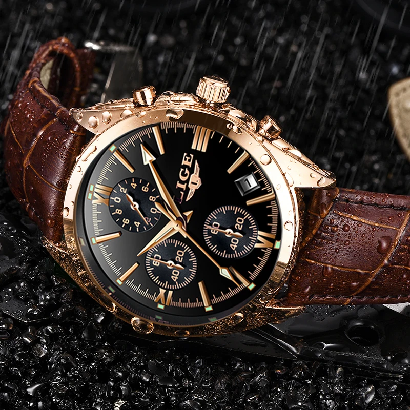 Часы наручные LIGE Мужские Спортивные кварцевые модные брендовые Роскошные