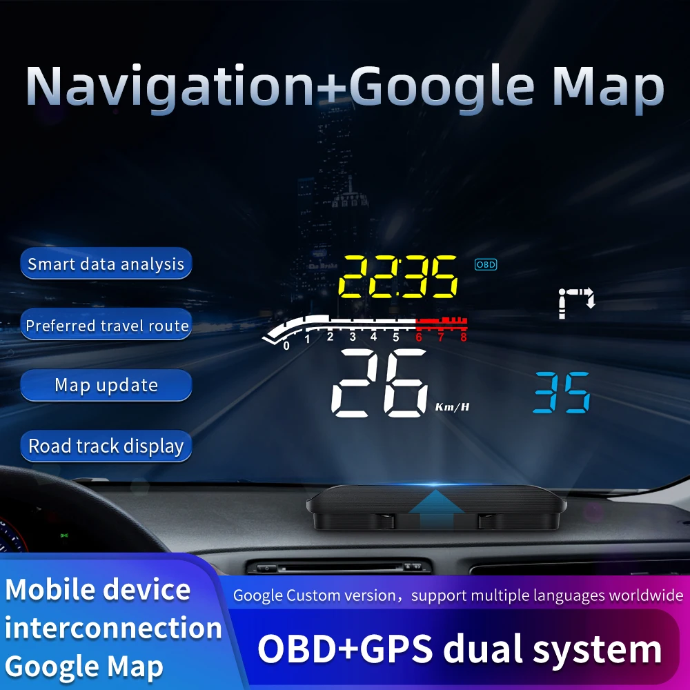 Система GPS OBD2 HUD D1 Head up diaplay Turbo цифровой спидометр навигатор бортовой компьютер