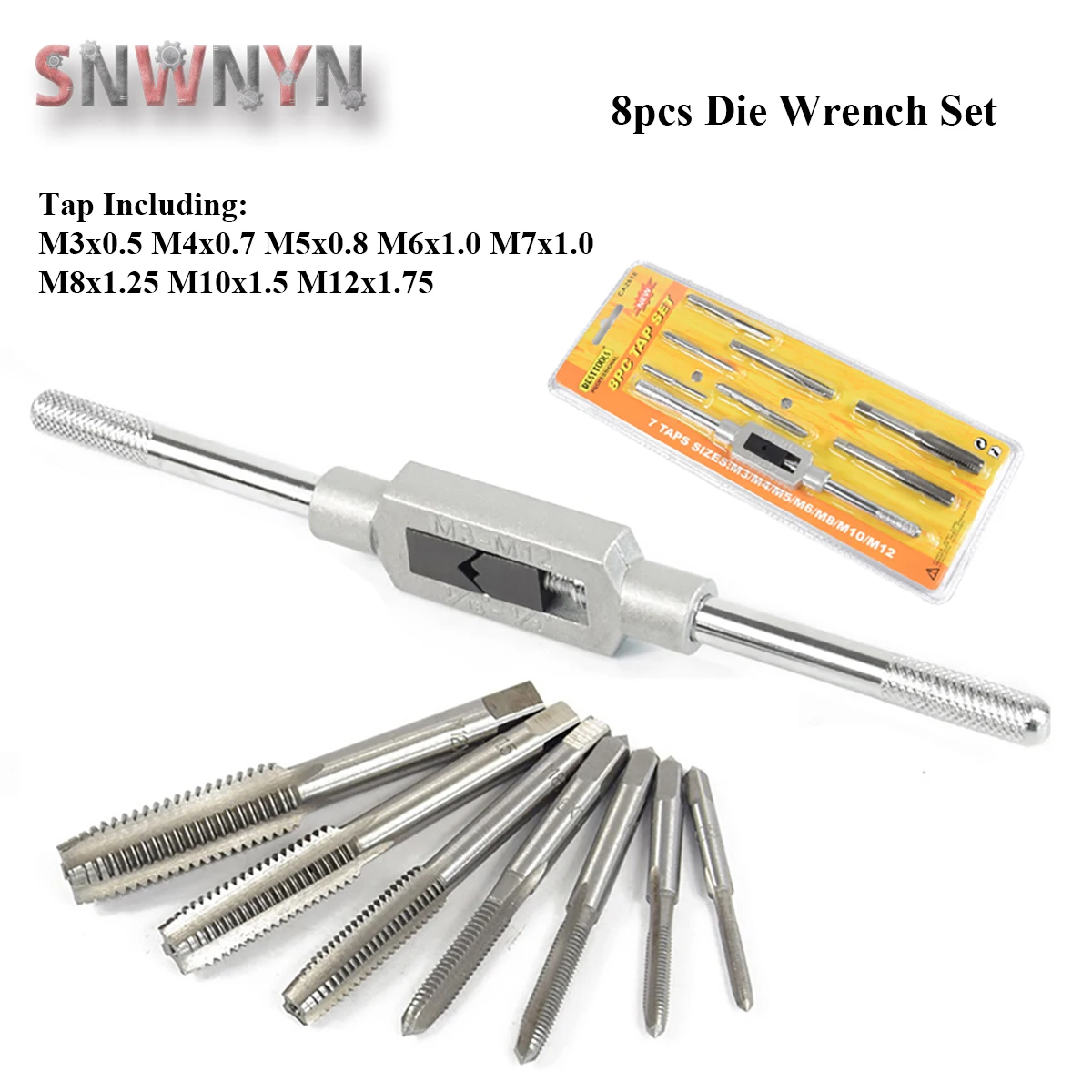 Набор метчиков и плашек M3-M12 дюйма 8 шт. набор ручных нарезающих инструментов