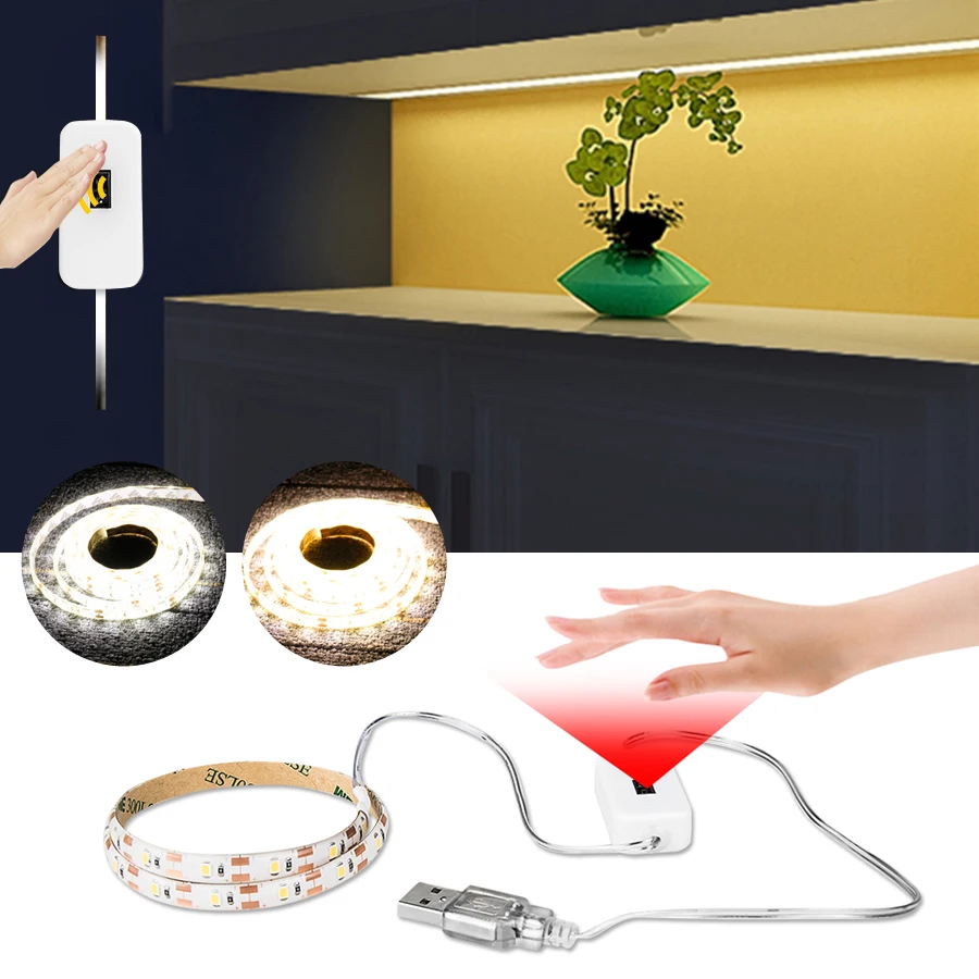 Светодиодная лента 1 м-5 м 2835 SMD 5 в с ручным датчиком подметания затемняемый ночной
