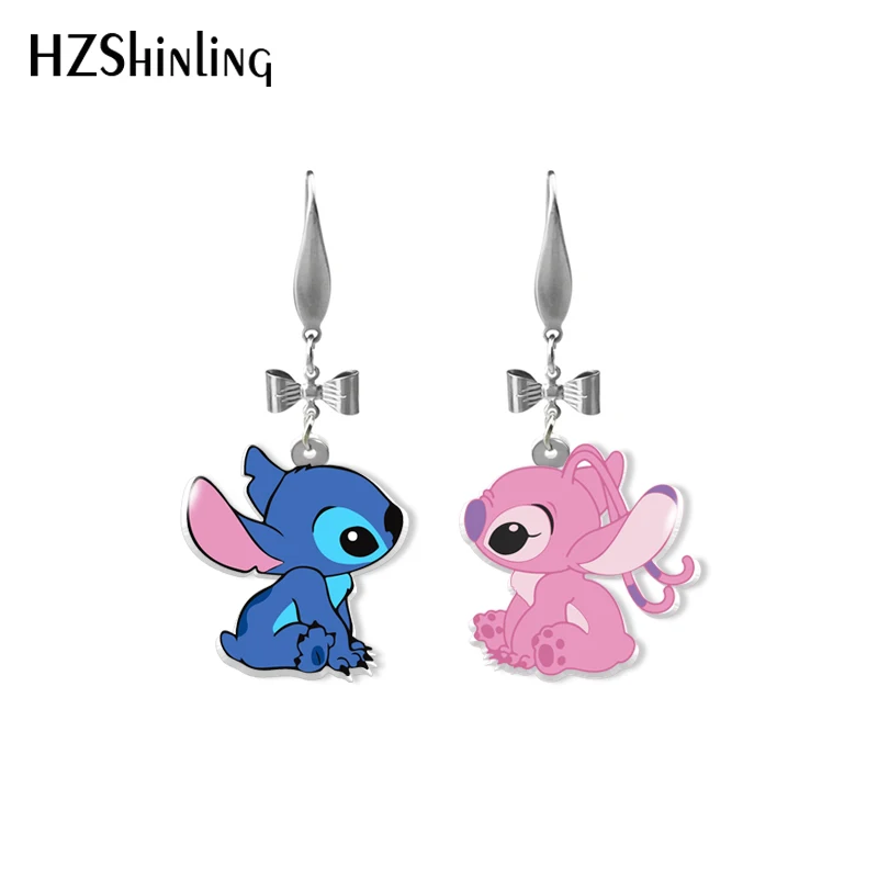 2021 New Arrival Lilo and Stitch Angel Characters Epoxy Acrylic Dangles Handmade Fish Hook Earrings | Dangle