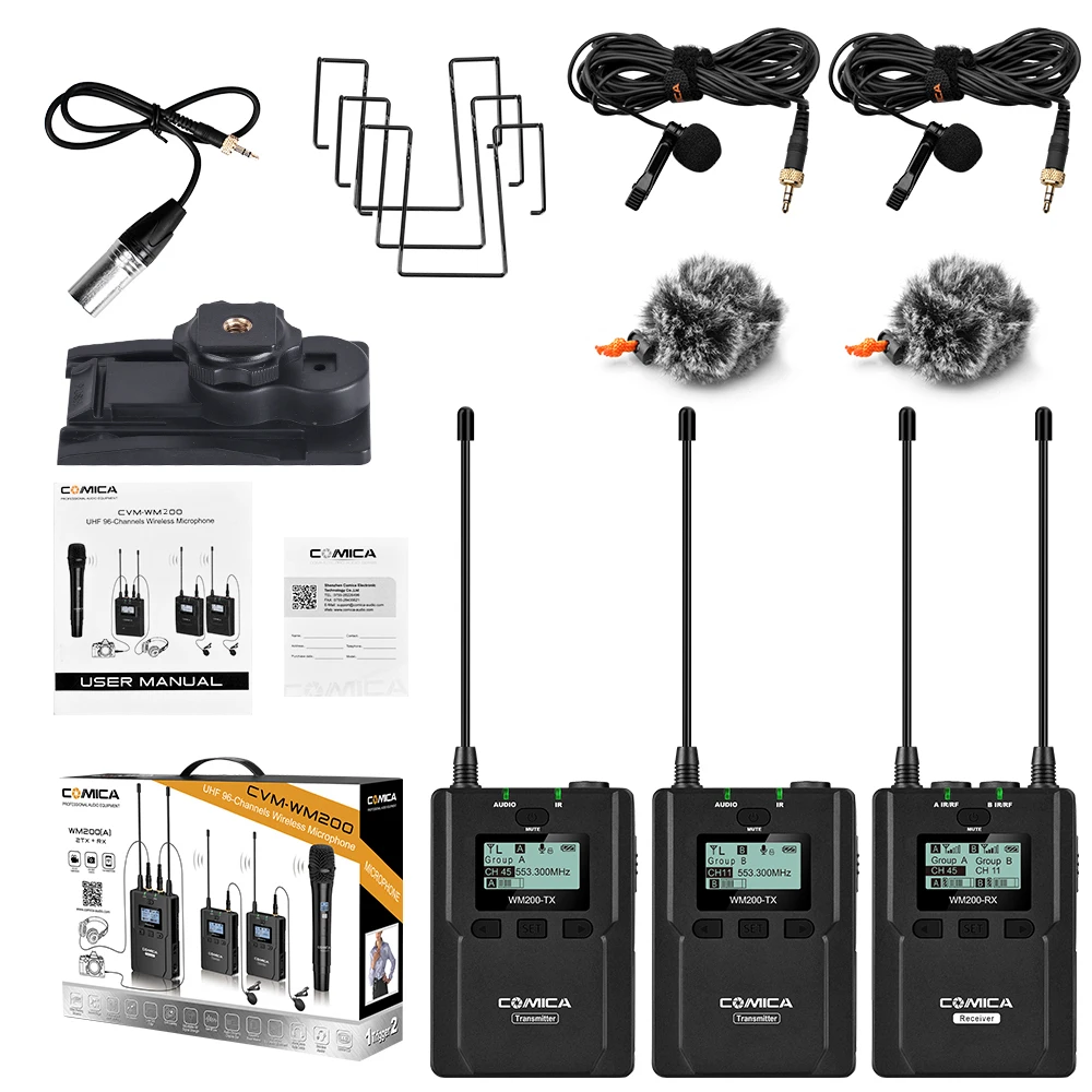 COMICA CVM-WM200A/C/TX UHF 96 каналов металлический беспроводной микрофон передатчики
