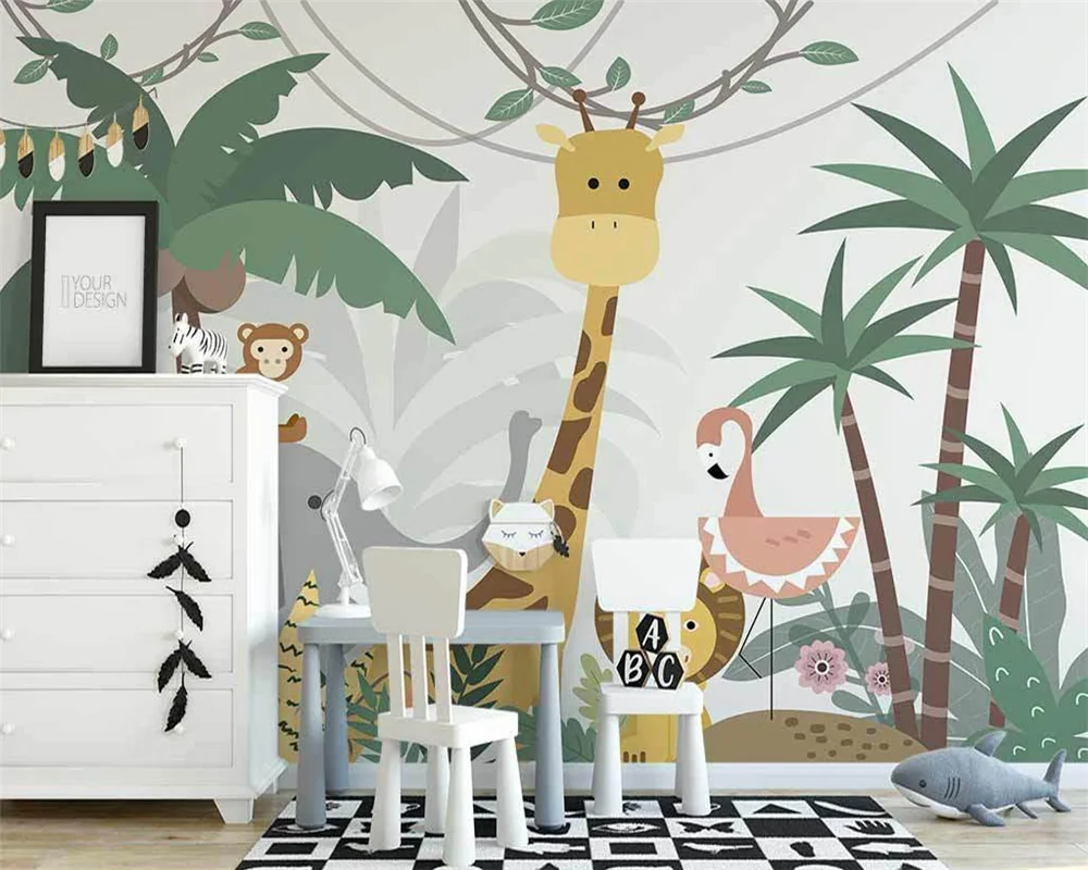 Beibehang пользовательские скандинавские ручная роспись Лес Животные Мультфильм