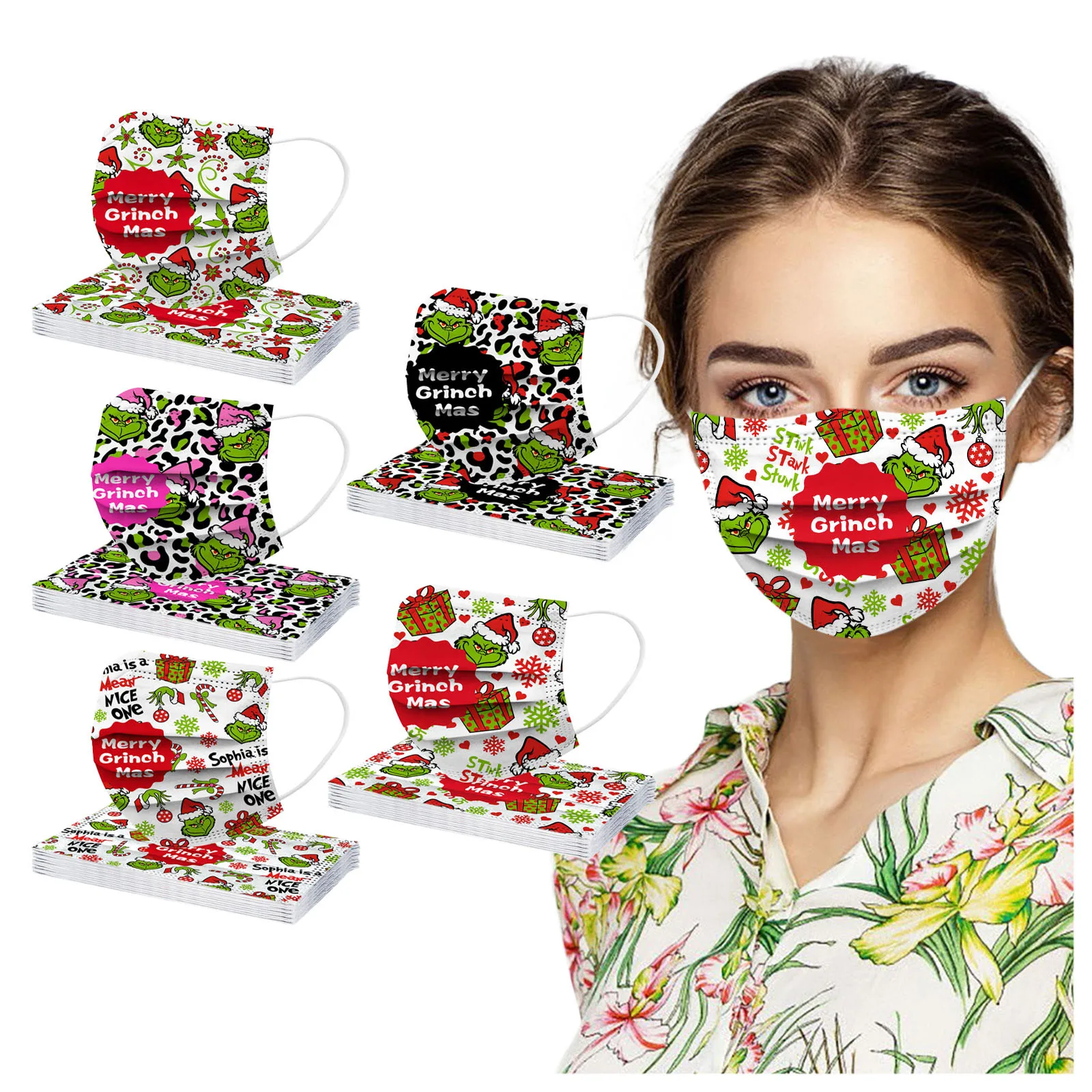 50 шт. одноразовые маски для лица с мультяшным принтом | Маски немедицинские