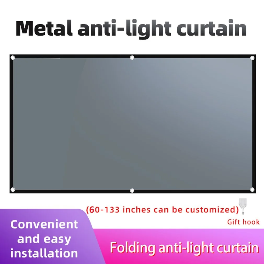 16:9 Metal Anti Light Curtain60 100 130 133 Inches Home Outdoor Office Portable 3D HD Projection Screen | Электроника