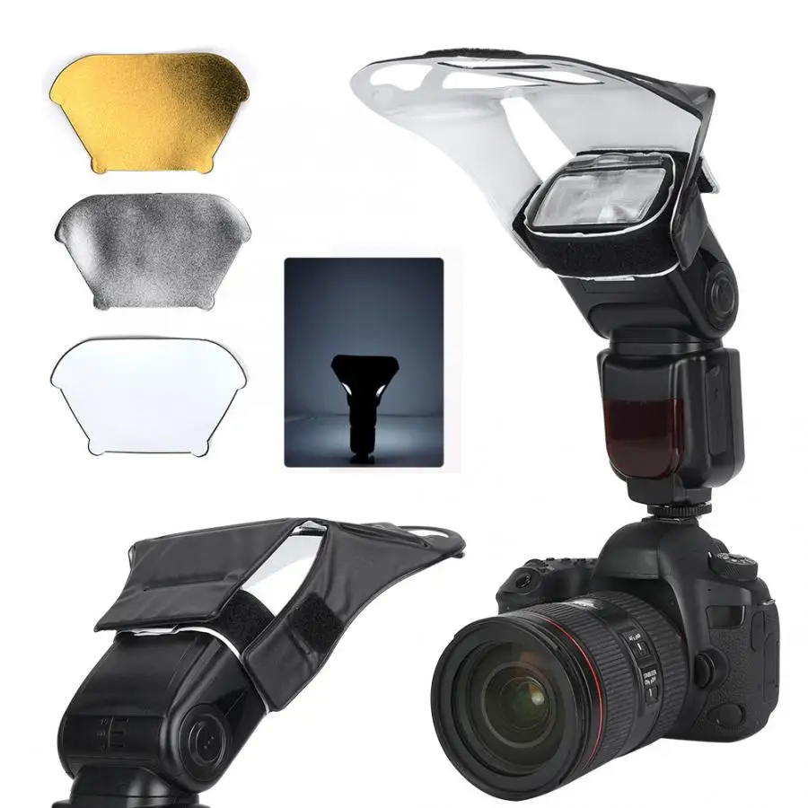 Universal SLR Camera Top Flash Light Lamp Reflector Board Set Silver White Golden | Электроника