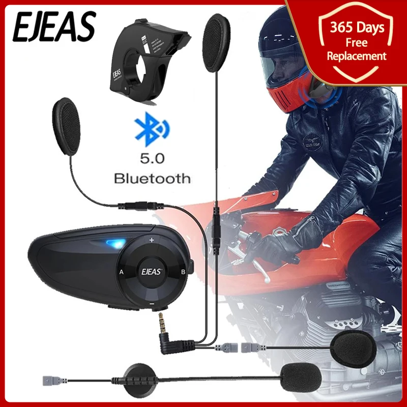 EJEAS Q7 Bluetooth 5.1 Motorcycle Intercom Helmet Headset Riders Wireless Waterproof Interphone Headsets FM Radio Quick 7 - купить по