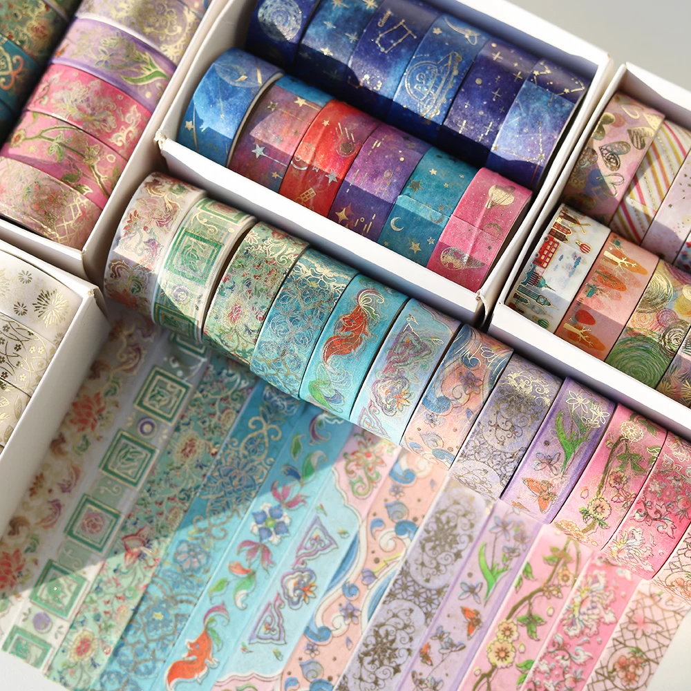 12 шт./кор. позолота звездное небо васи лента цветок клейкая Маскировочная Лента