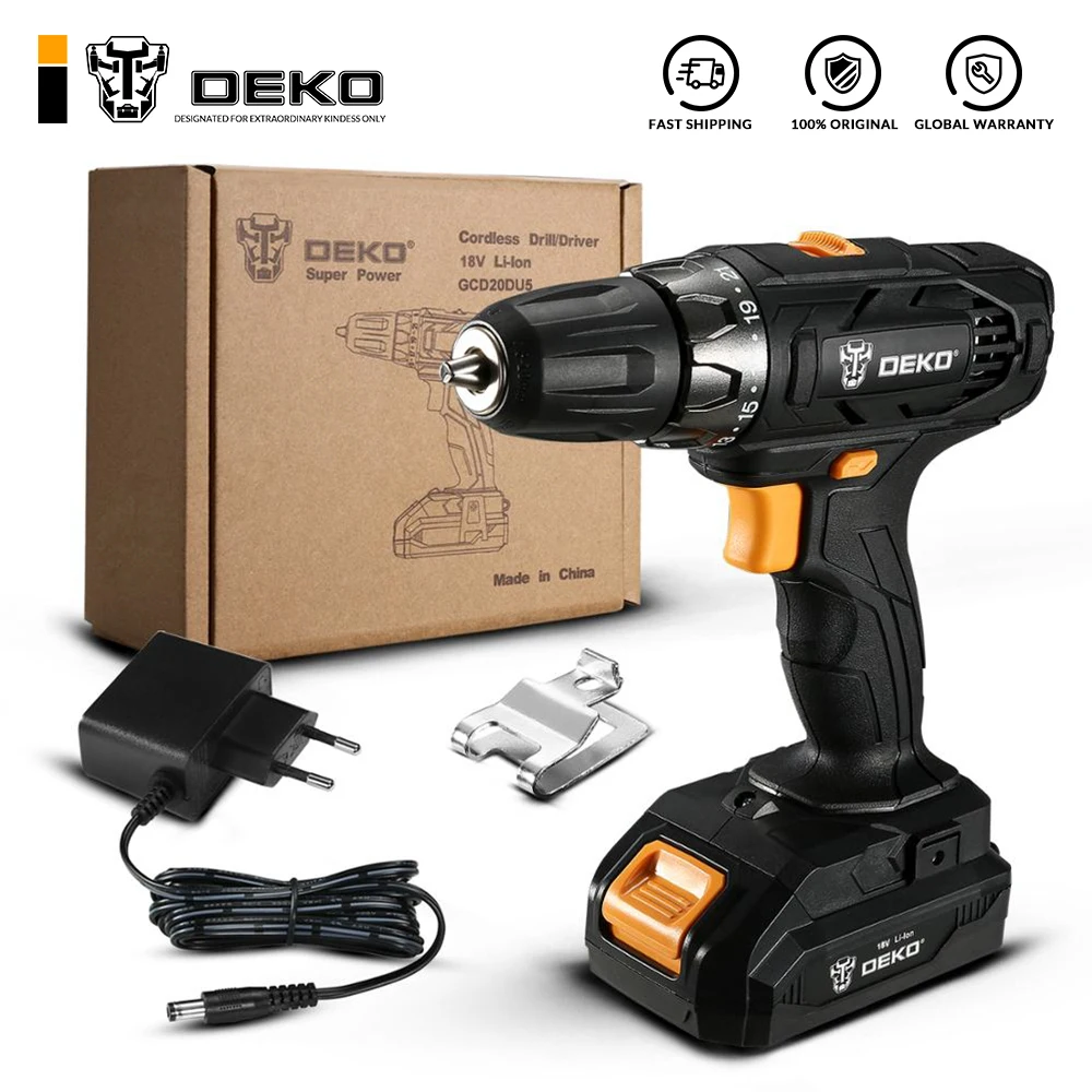 DEKO GCD20DU5 18V Electric Screwdriver Cordless Drill Mini Power Driver DC Lithium-Ion Battery 2-Speed | Инструменты