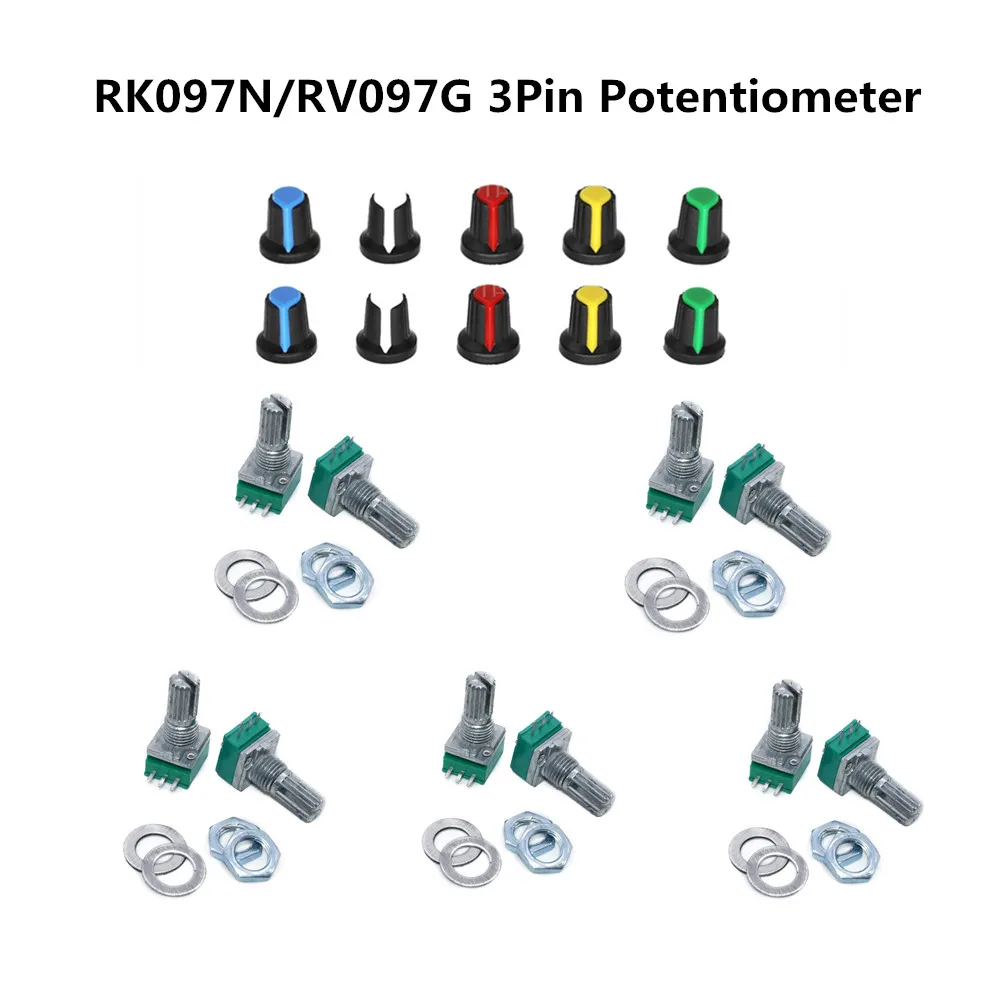 Вал RK097N 6 мм 3 контакта P с накаткой одинарный линейный тип B 5K 10K B20K B50K B100K B500K Ом