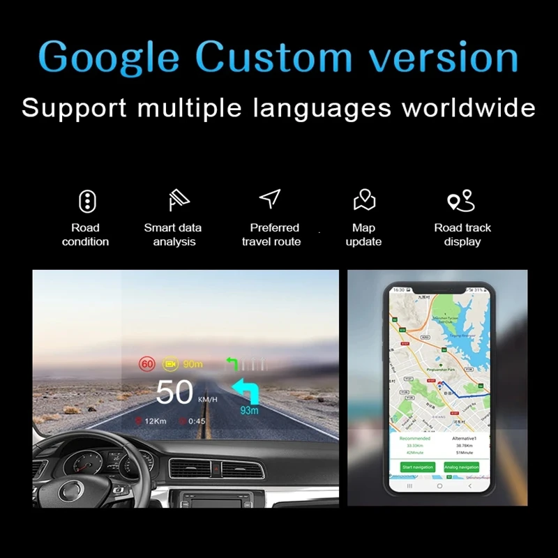 Автомобильный двухрежимный дисплей на лобовом стекле General Motors HUD C2 OBD + GPS HD