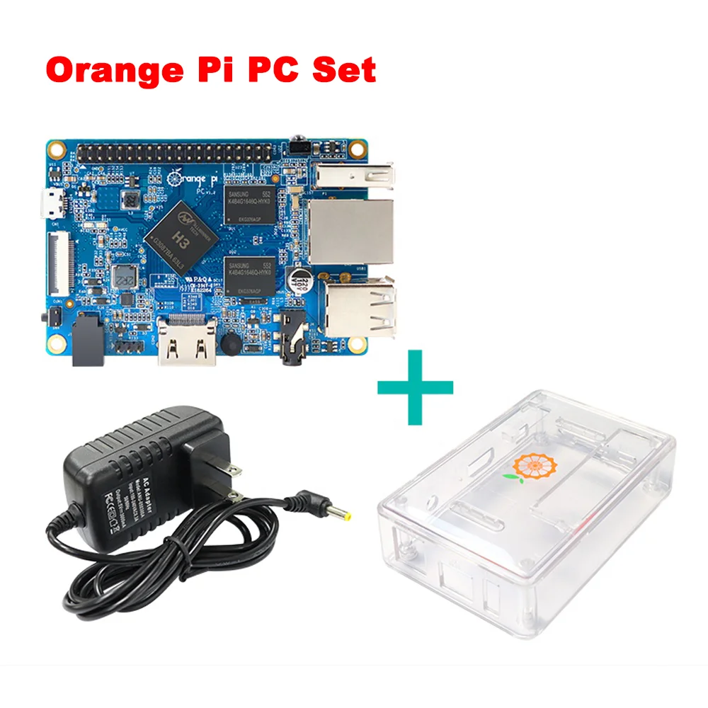 Orange Pi PC Set: + прозрачный чехол из АБС-пластика источник питания с поддержкой Android