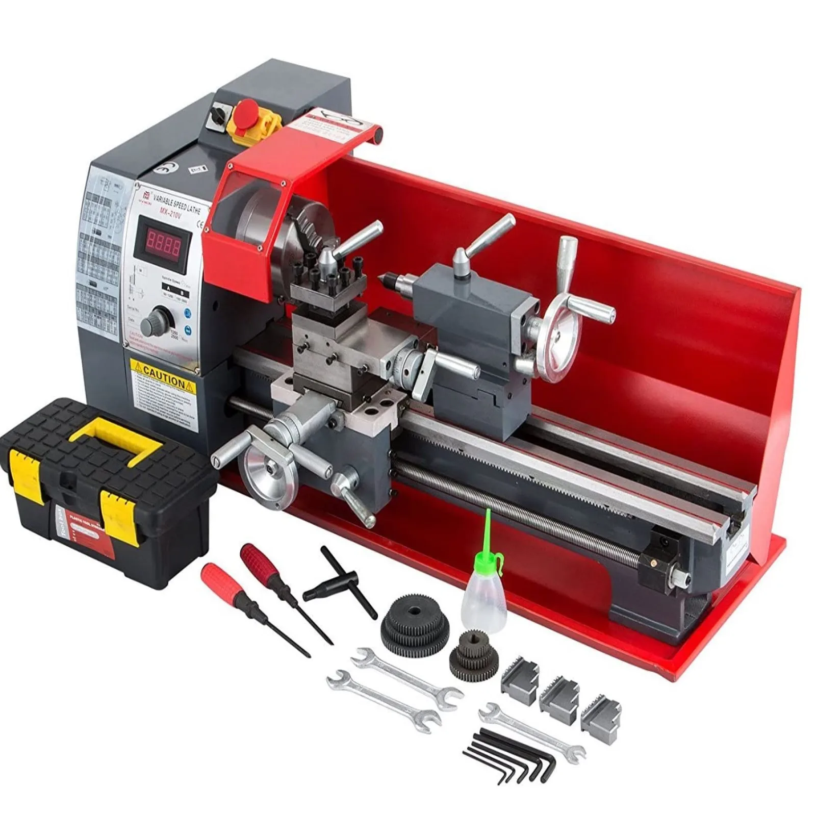750 Вт мини токарный станок для металла 8x16 дюймов 2500 об/мин Настольный цифровой