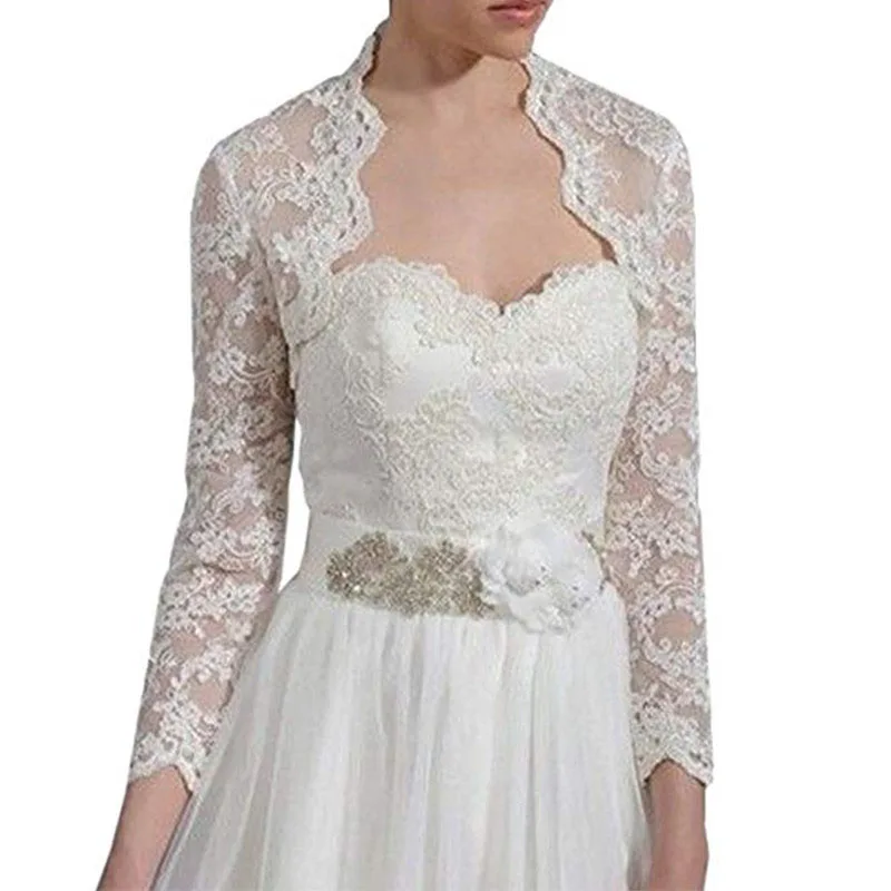 Женская кружевная куртка-болеро с длинным рукавом и открытой спиной | Свадьбы