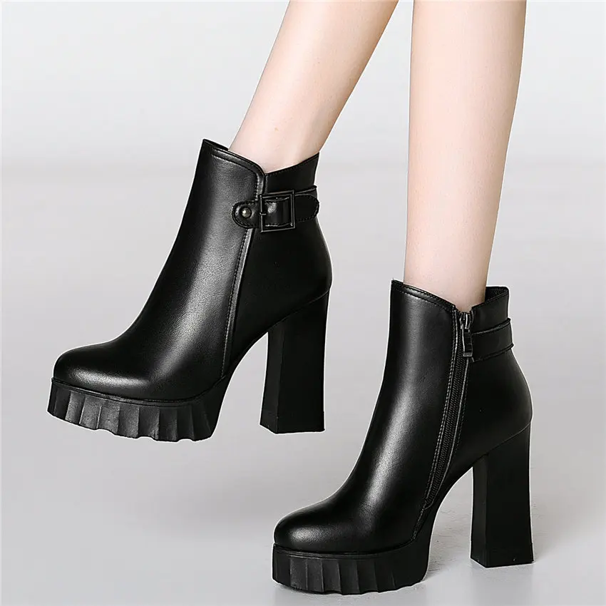 Женские туфли-лодочки из бычьей кожи на очень высоком каблуке с круглым носком