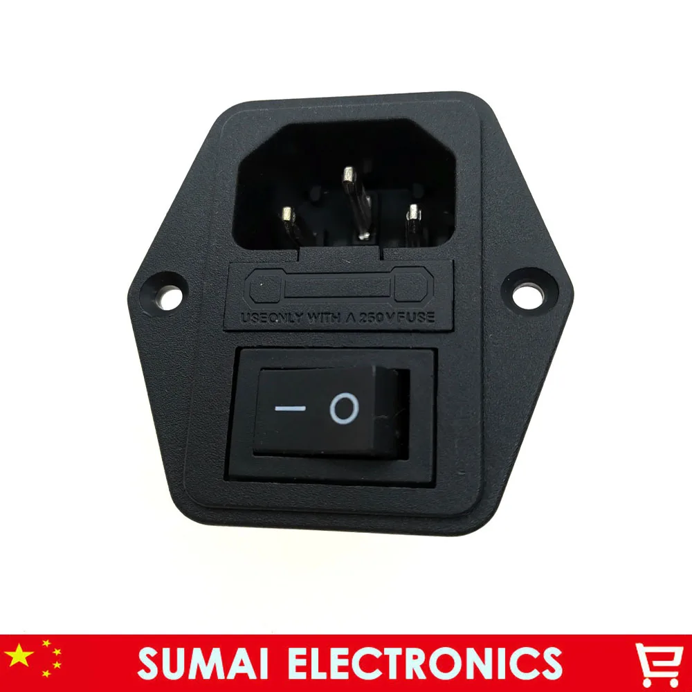 Акция черный C14 выключатель предохранителя на входе Мужской Разъем питания AC