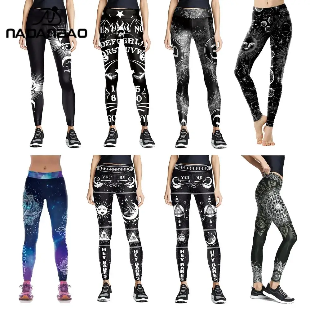 Женские брюки NADANBAO с завышенной талией со светящимся солнцем и луной