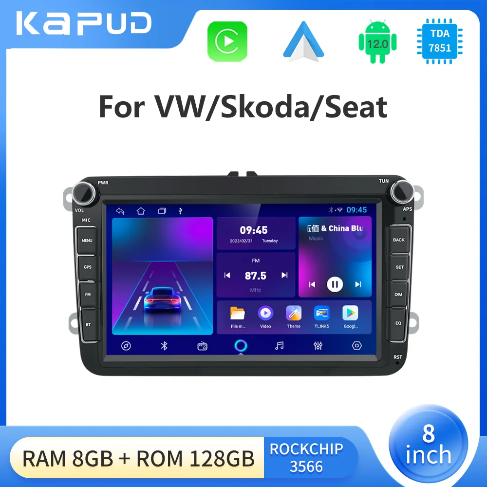 Kapud 8 дюймов Android 12 автомобильный радиоприемник мультимедийный плеер CarPlay AUTO 4G SWC