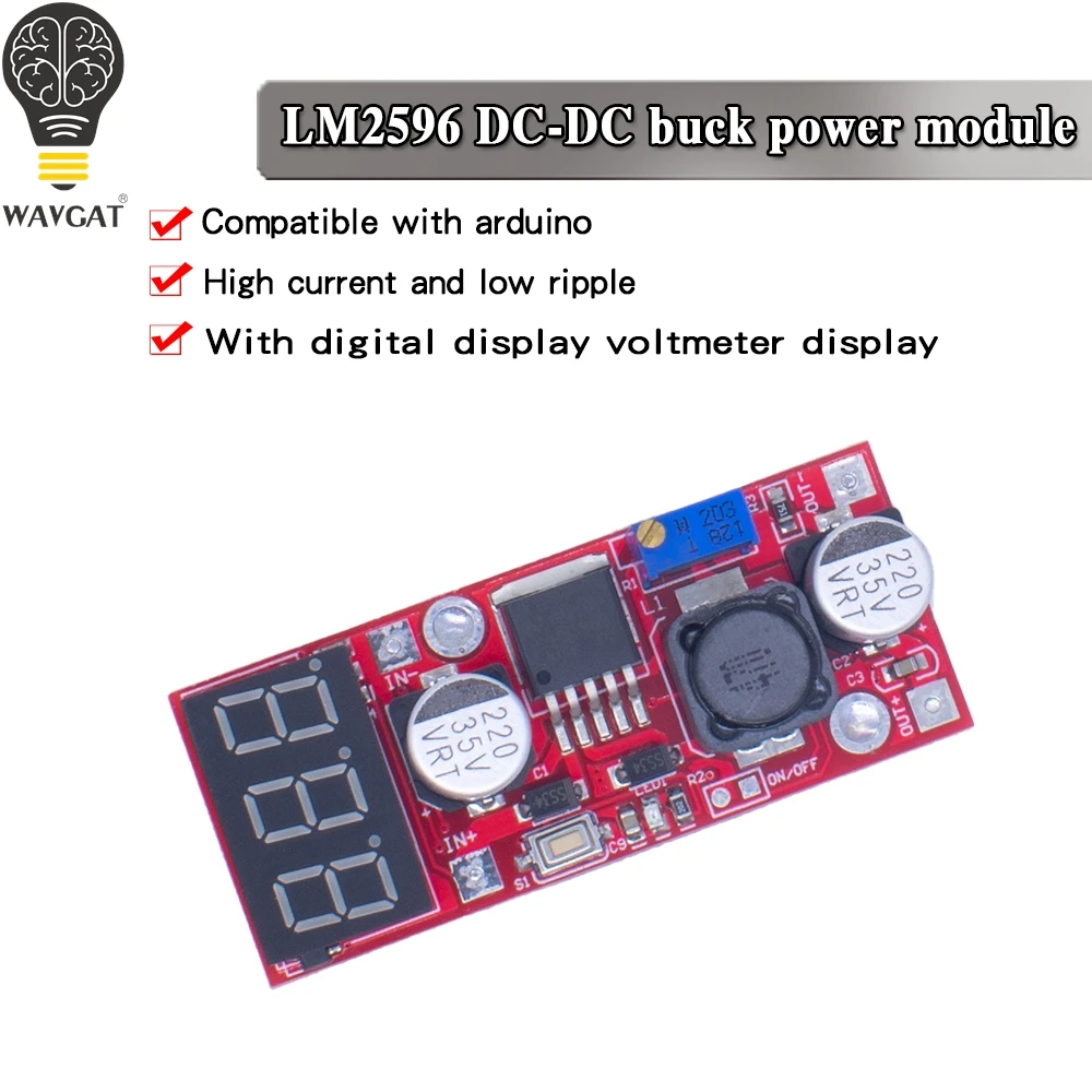 Высокоточный красный дисплей вольтметра DC-DC LM2596 регулируемый понижающий модуль