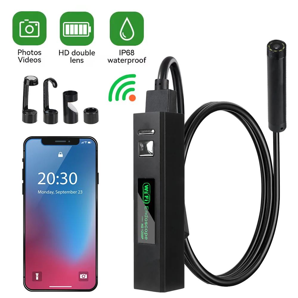 Промышленная Wi-Fi эндоскопическая камера 1200P водонепроницаемая для IPhone телефонов