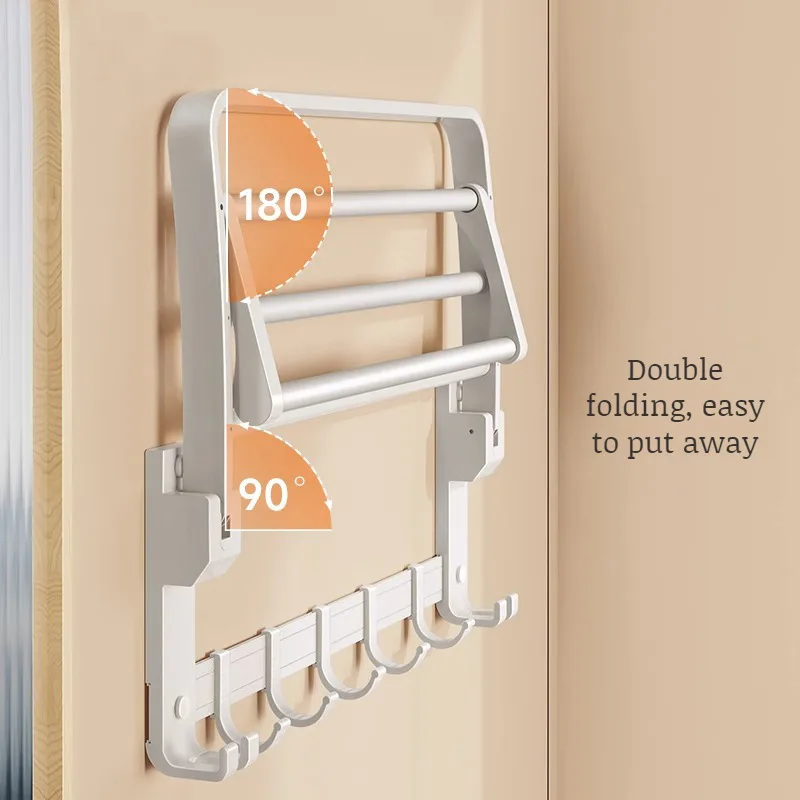 Белая настенная вешалка для полотенец NoPunch подвесная полка туалета банных