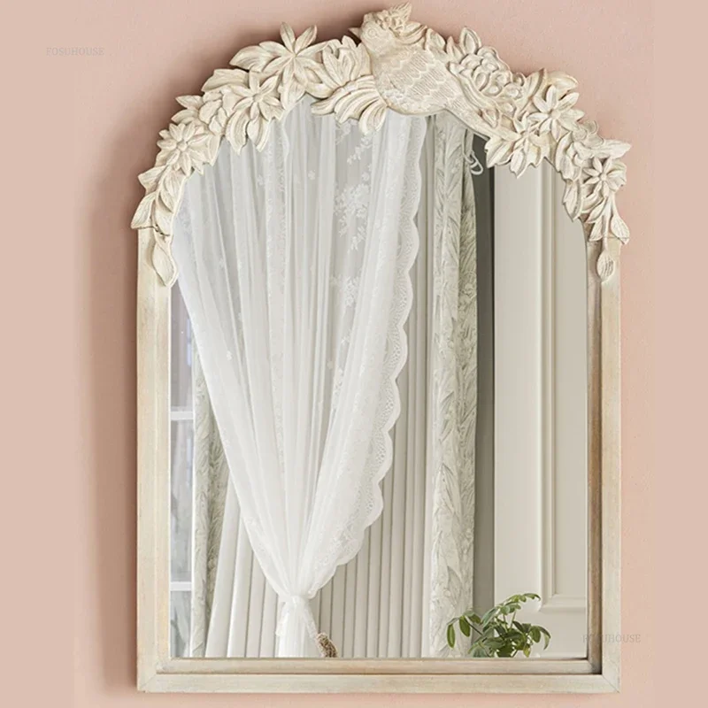 Французские ретро зеркала для ванной комнаты кафе деревянные настенные