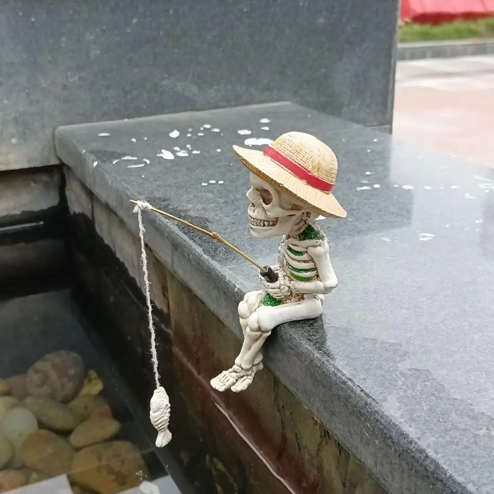 Рыболовный скелет скульптура наружная Статуэтка скелета Хэллоуин рыболовная