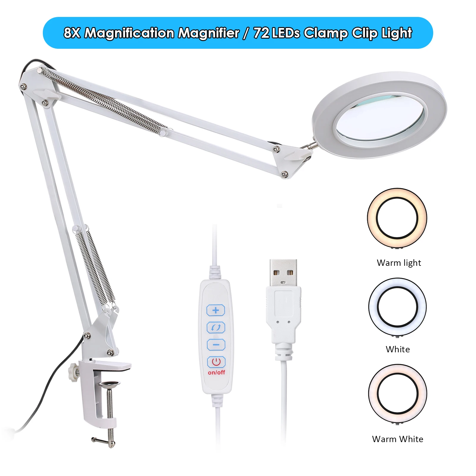 Увеличительное стекло KKMOON с подсветкой 8X USB 3 цвета 72 светодиодный увеличительное