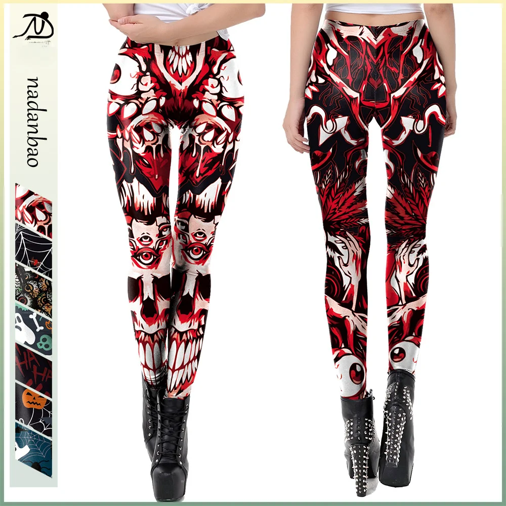 Забавные женские леггинсы для Хэллоуина Nadanbao пикантные трико брюки с 3D Цифровым