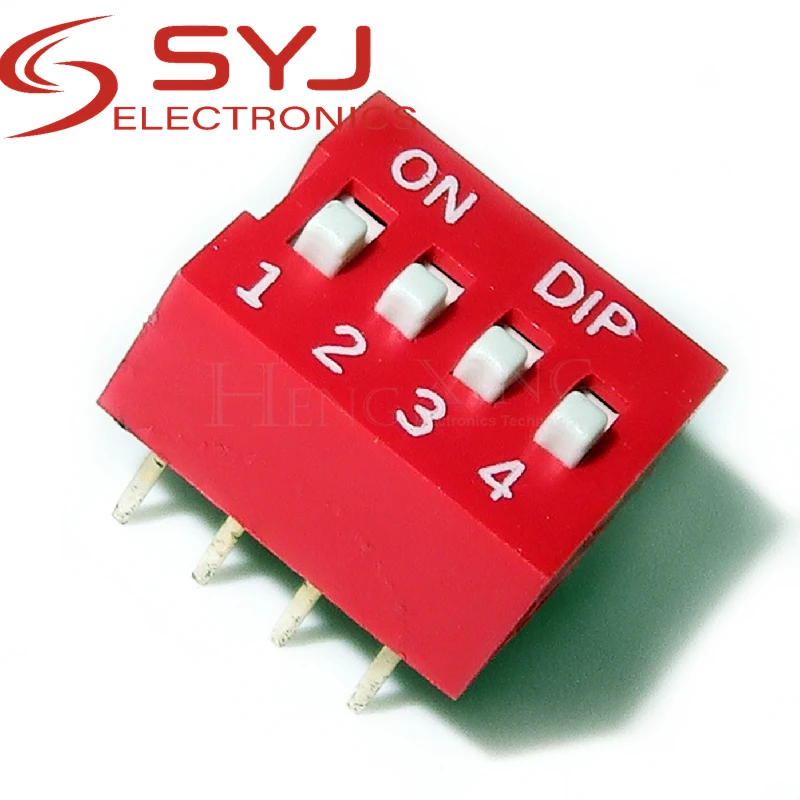 10 шт. Красный DIP-переключатель DS-04 (4 цифры)