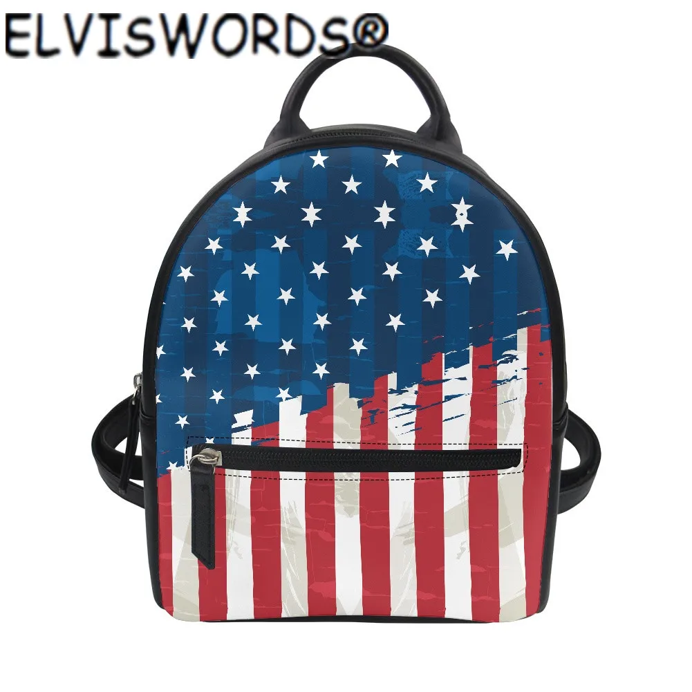 Женский мини-рюкзак ELVISWORDS с принтом американского флага на плечо из