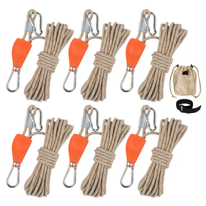 Кемпинговая веревка со шкивом с храповым механизмом светоотражающая для