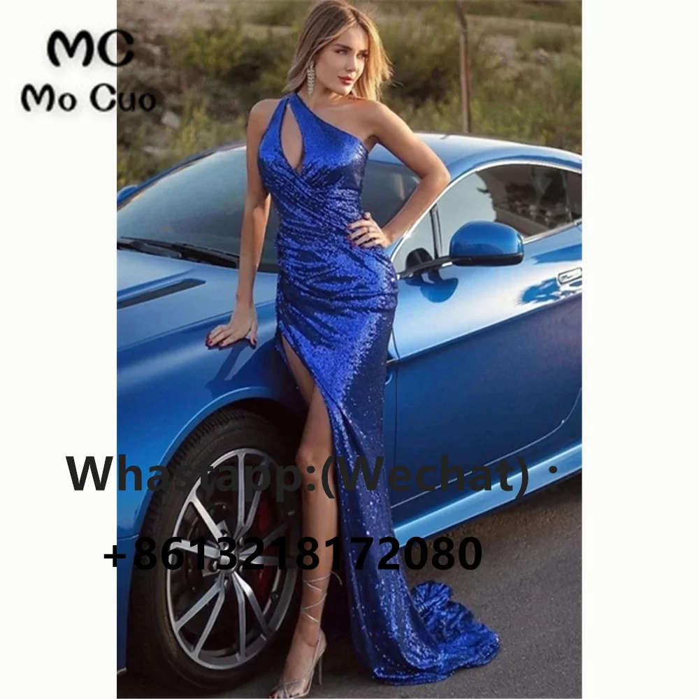 Женское вечернее платье с юбкой годе длинное из спандекса одним открытым плечом