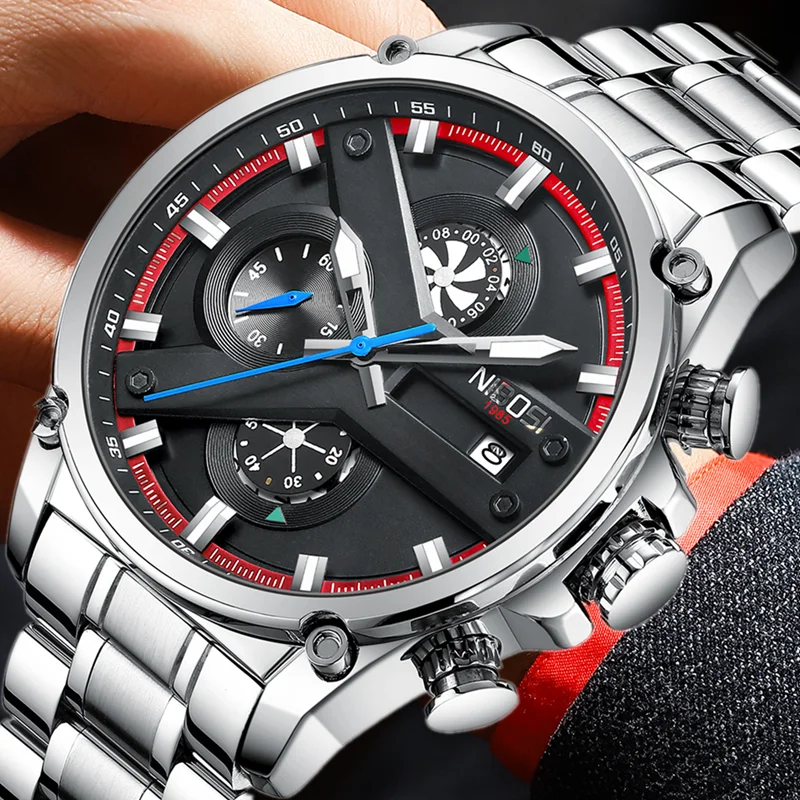 Часы наручные NIBOSI Мужские кварцевые брендовые Роскошные спортивные полностью