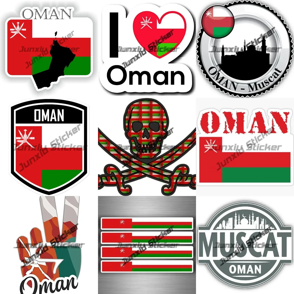 Muscat Оман Овальный Код Страны OM Наклейка Омни Полоса Флаг Победы Эмблема Наклейки