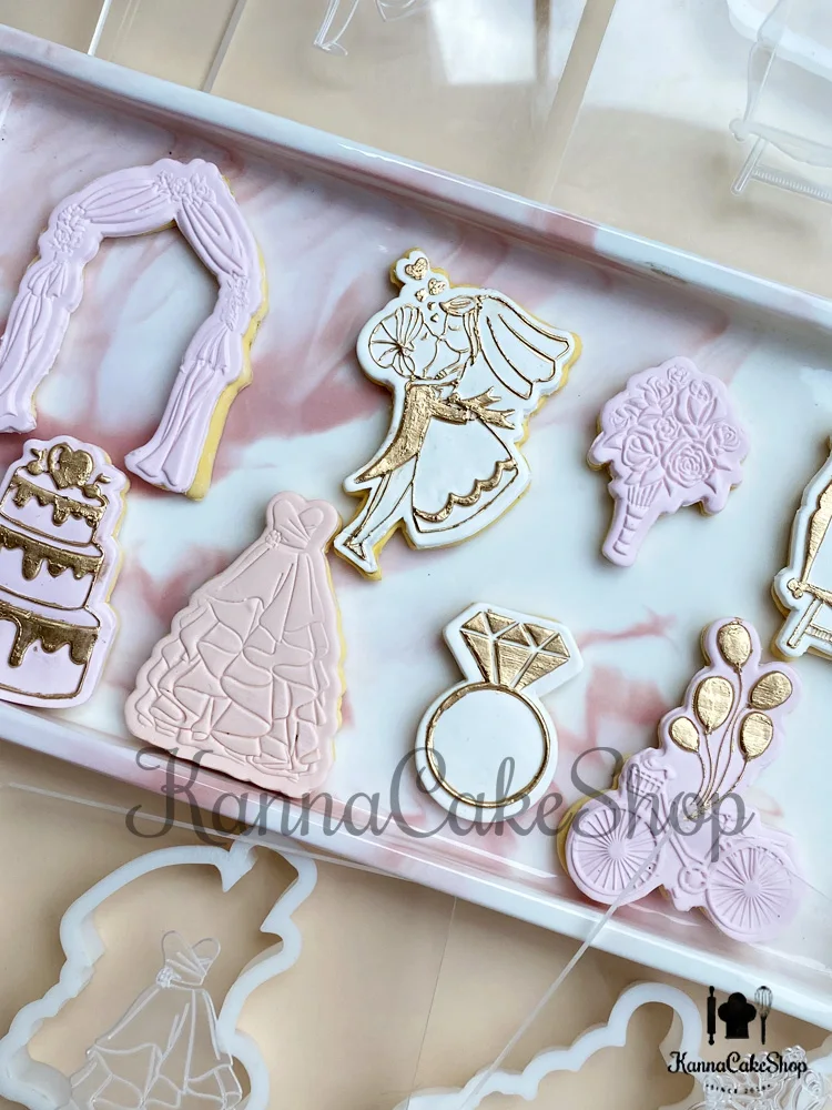 Для свадебного печенья пресс штамп тиснение и резаки акриловое кольцо с букетом