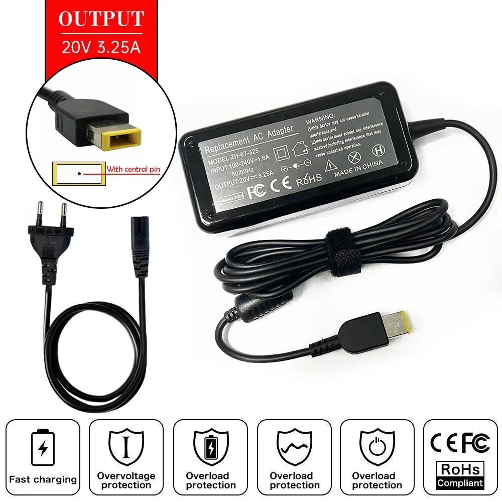 Зарядное устройство переменного тока для ноутбука 20 В 3 25 А Lenovo Ideapad 500-15ISK 300-14ISK