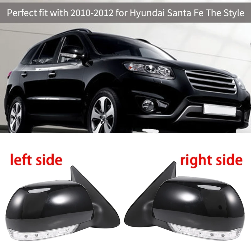 Car Side Door Power Rear View Mirror Assembly For-Hyundai Santa Fe 2007-2012 LED Rearview
