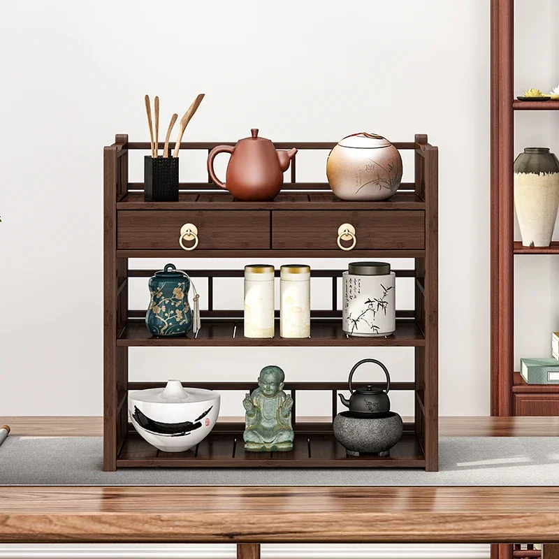 Blat Bogu Bambusowy stojak - półka na filiżanki do przechowywania zestawu herbaty czajniczek z fioletowej gliny Kung Fu chiński uchwyt kubek