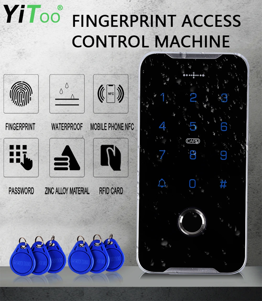YiToo сканер отпечатков пальцев RFID Клавиатура IP68 Открытый водонепроницаемый