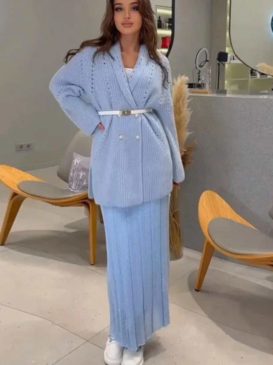 Мусульманское вязаное пальто для женщин 2024 осенне-зимний кардиган Марокко Дубай