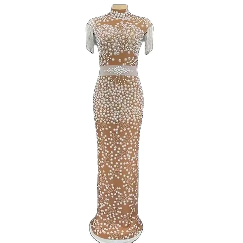 Женское эластичное вечернее длинное облегающее платье Клубная певица длиной до