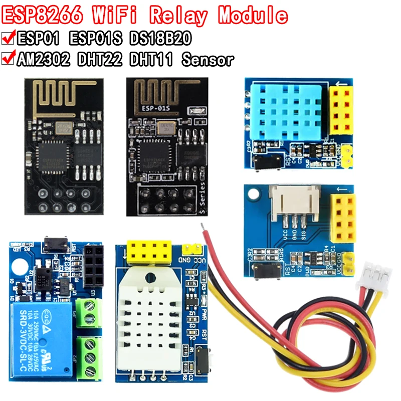Релейный модуль ESP8266 5 В Wi-Fi DS18B20 DHT11 RGB-контроллер для умного дома дистанционное