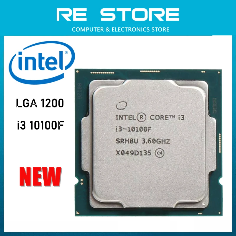 Новый процессор Intel Core i3 10100F 3 6 ГГц 4-ядерный 8-поточный ЦПУ L2 = 1M L3 6m 65 Вт LGA 1200 без