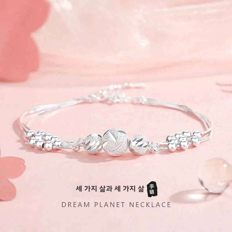 Браслет из стерлингового серебра 999 пробы Sansheng Sanshi Lucky Beads женский браслет чистого