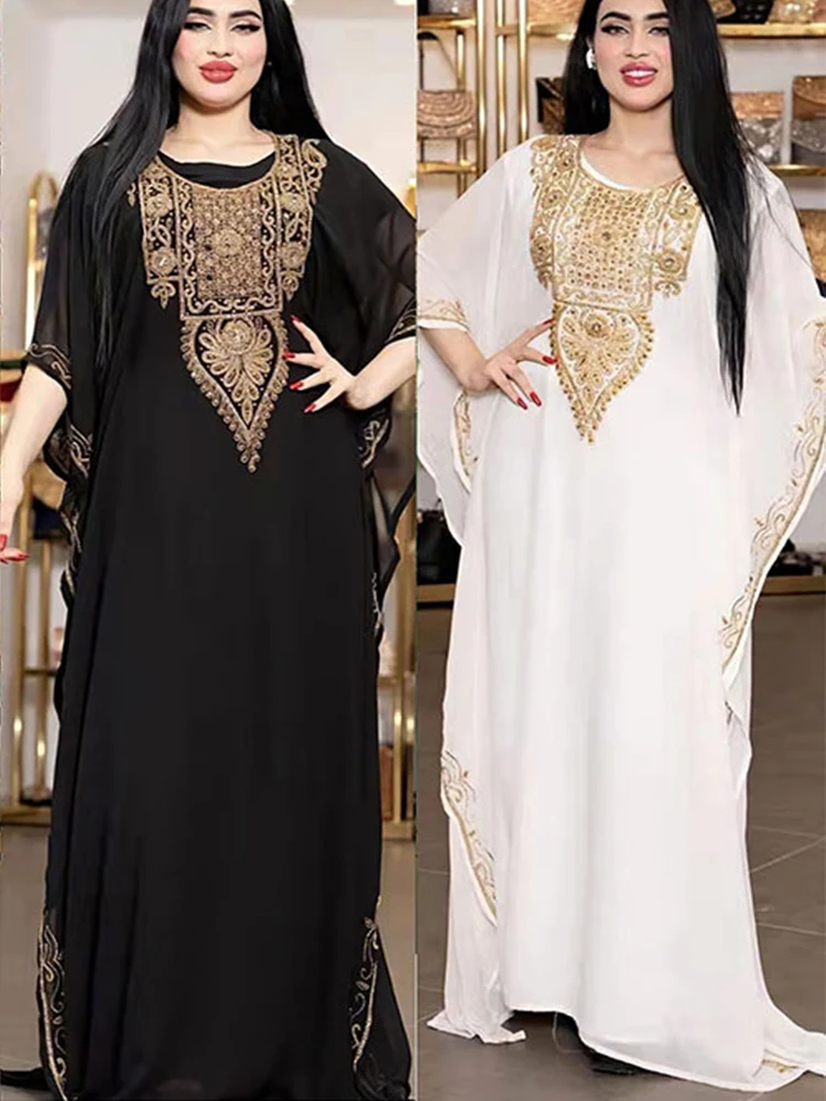 Платье женское длинное в мусульманском стиле с рукавами летучая мышь